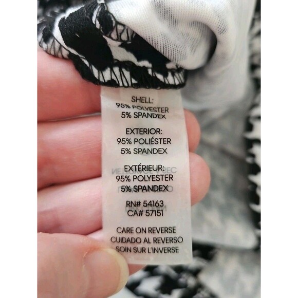 Calvin Klein Houndstooth Sheath Dress Color Black / White Size 10 P Ruched Side - Picture 11 of 11